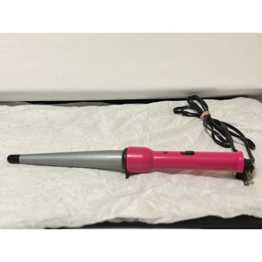 Conair You Curl Tapered Ceramic‎ Curling Wand Pink Silver Clipless Hair Styler